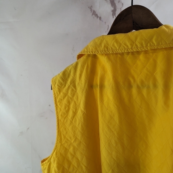 Chicos Jacket Women XL 3 Yellow Vest Black Silk Quilted Lightweight Vintage - Picture 6 of 12